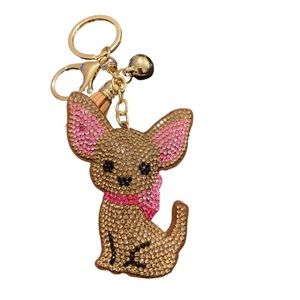 Brown Chihuahua Bling Keychain